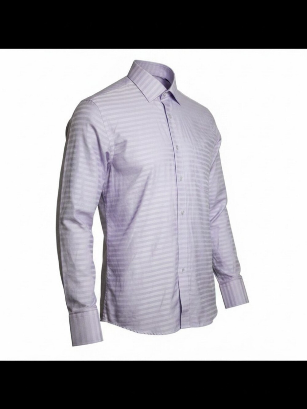 Assante Lavender Purple Striped Men's Long Sleeve Dress Shirt Size 16.5 Cotton